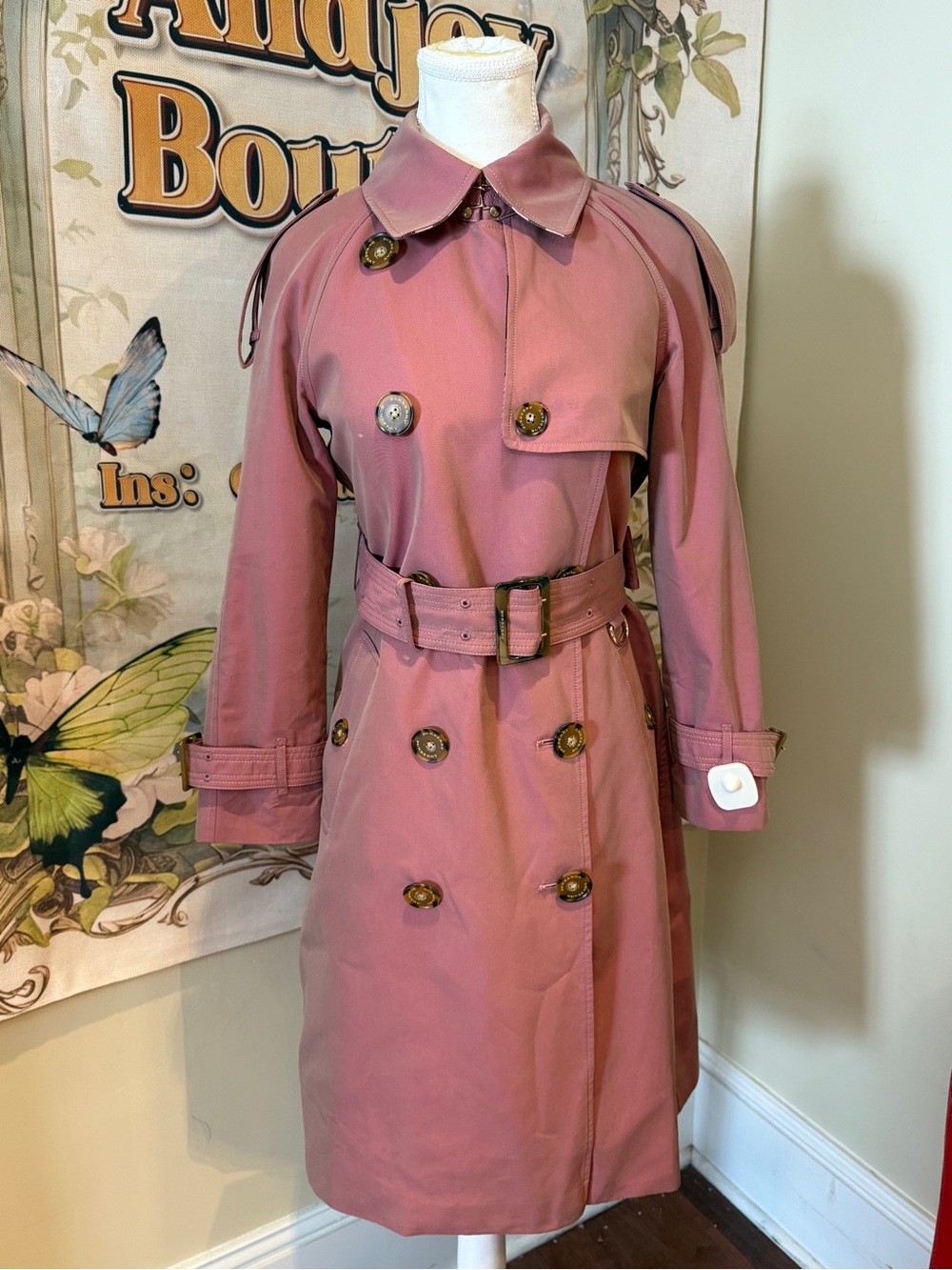 Burberry Mauve Pink Double-Breasted Trench Coat